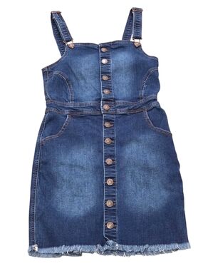 Wax Jean Dark Wash Button Down Denim Pinafore Dress Size Small Western Cowgirl